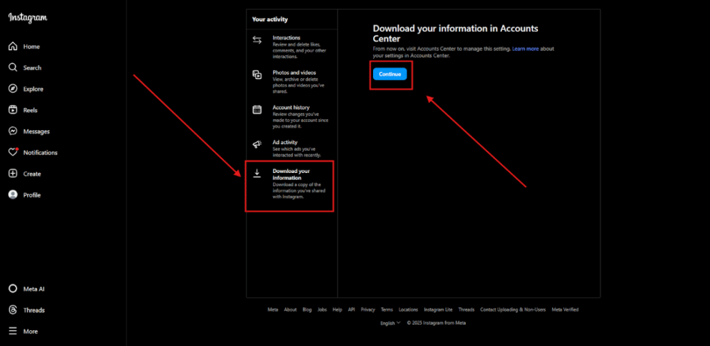 Download Your Information Download Your Information