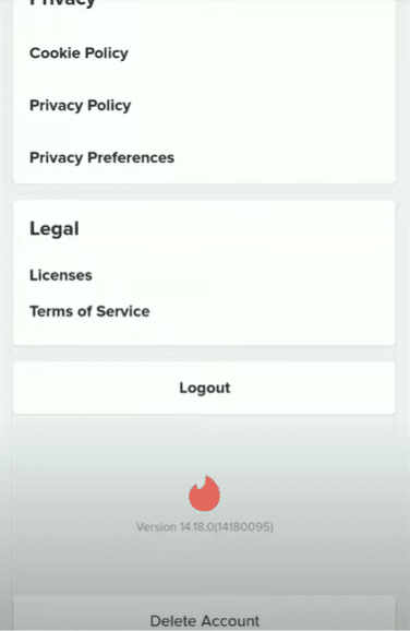 Tap Delete Account Option Tap Delete Account Option