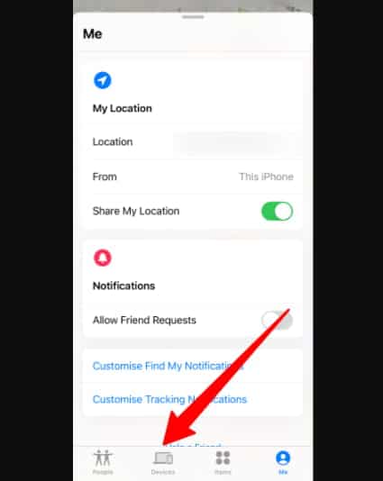 Tap "Devices" at the bottom of the screen Tap "Devices" at the bottom of the screen